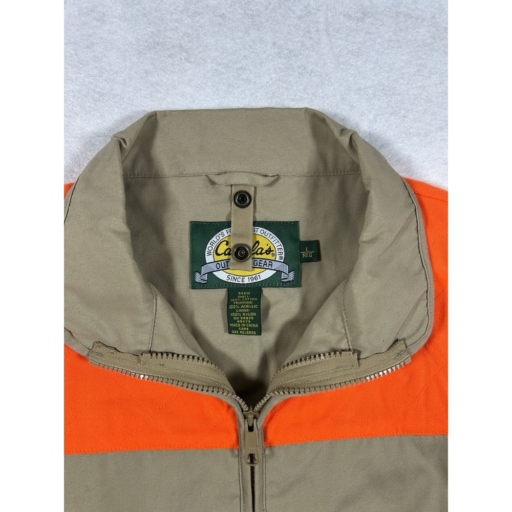 Cabela's Blaze Orange Upland Hunting Jacket Mens L Tan Quilted Gorpcore Outdoor - Picture 2 of 10